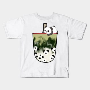 Panda Matcha Boba Milk Tea Kids T-Shirt